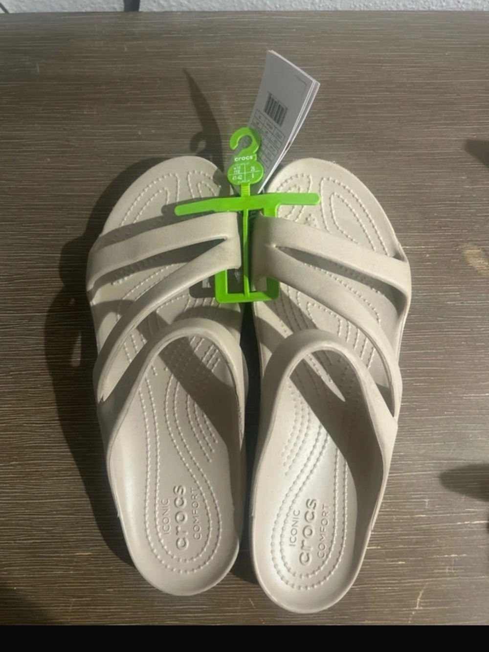 CROCS Women's Neutral Beige Multi-Strap Slide Sandals